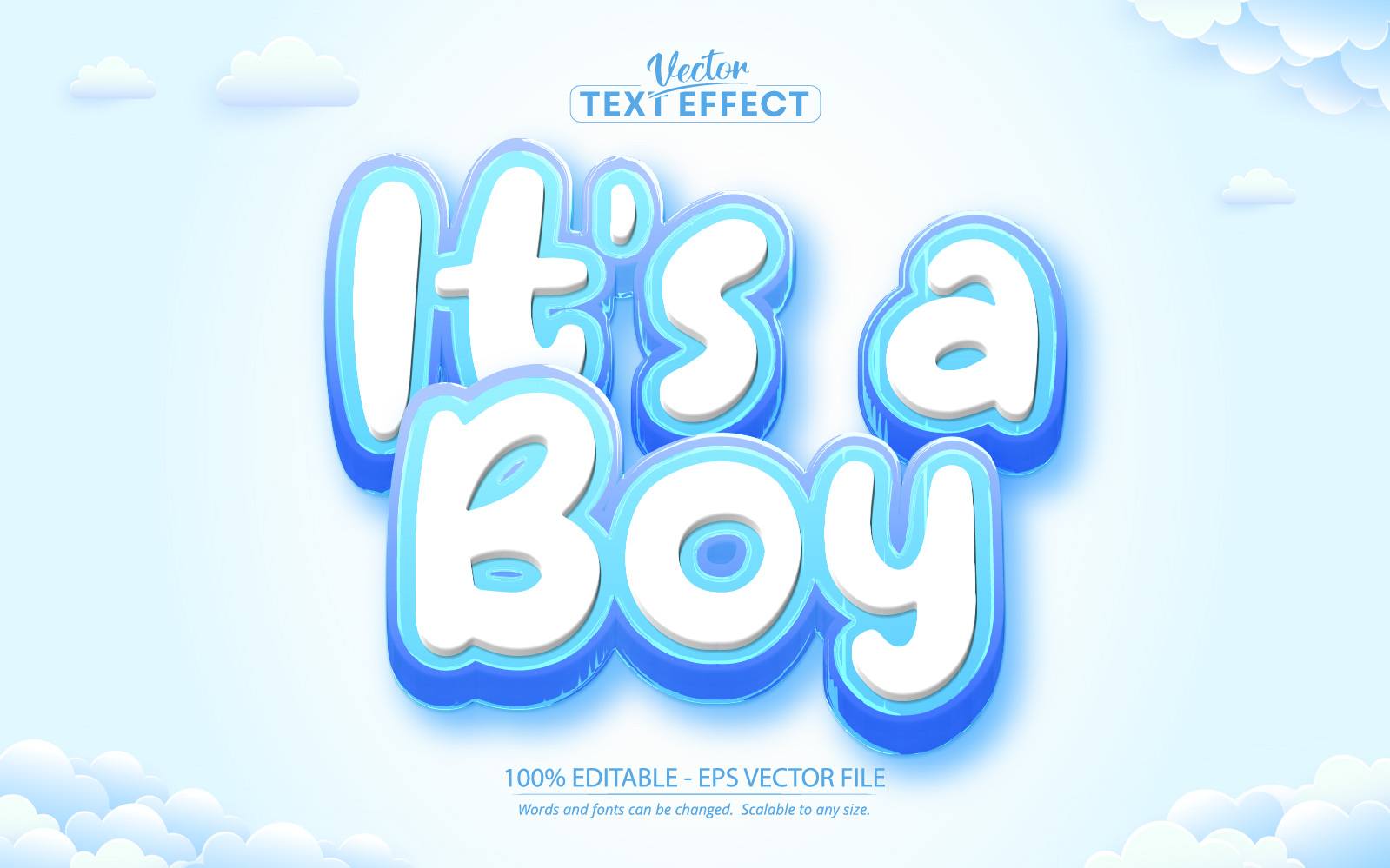 It's A Boy - Editable Text Effect, Baby Shower Text Style, Graphics Illustration