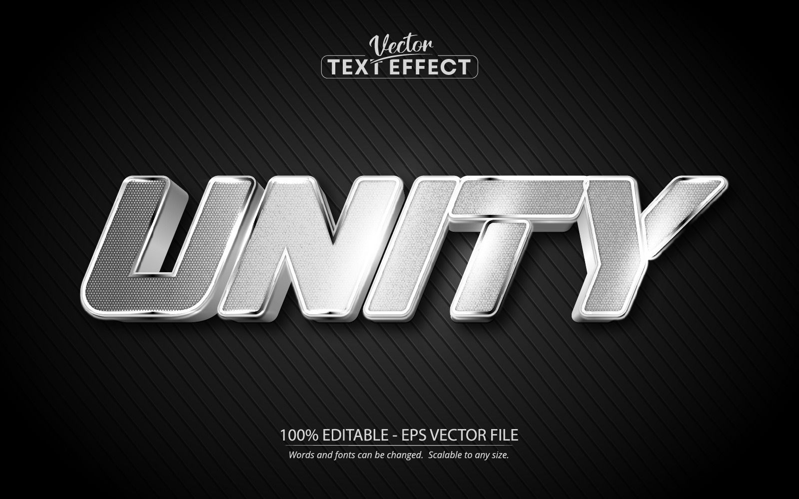 Unity - Editable Text Effect, Rock and Fracture Metallic Silver Text Style, Graphics Illustration