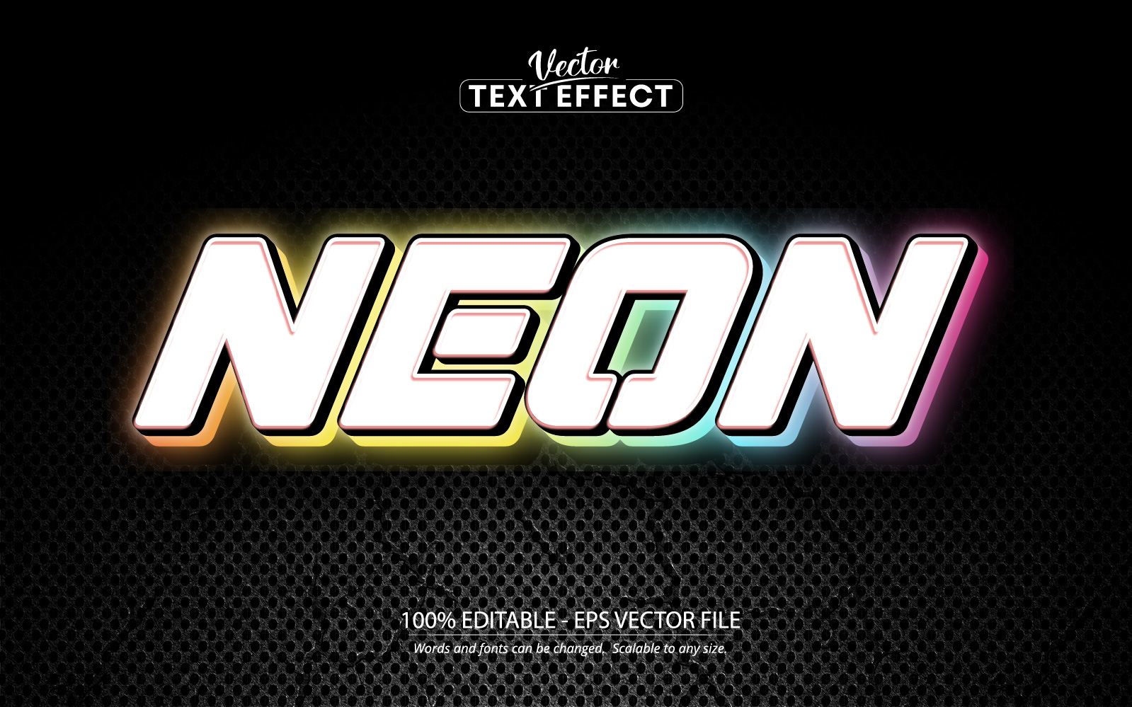 Neon - Editable Text Effect, Neon Colorful Lights Text Style, Graphics Illustration