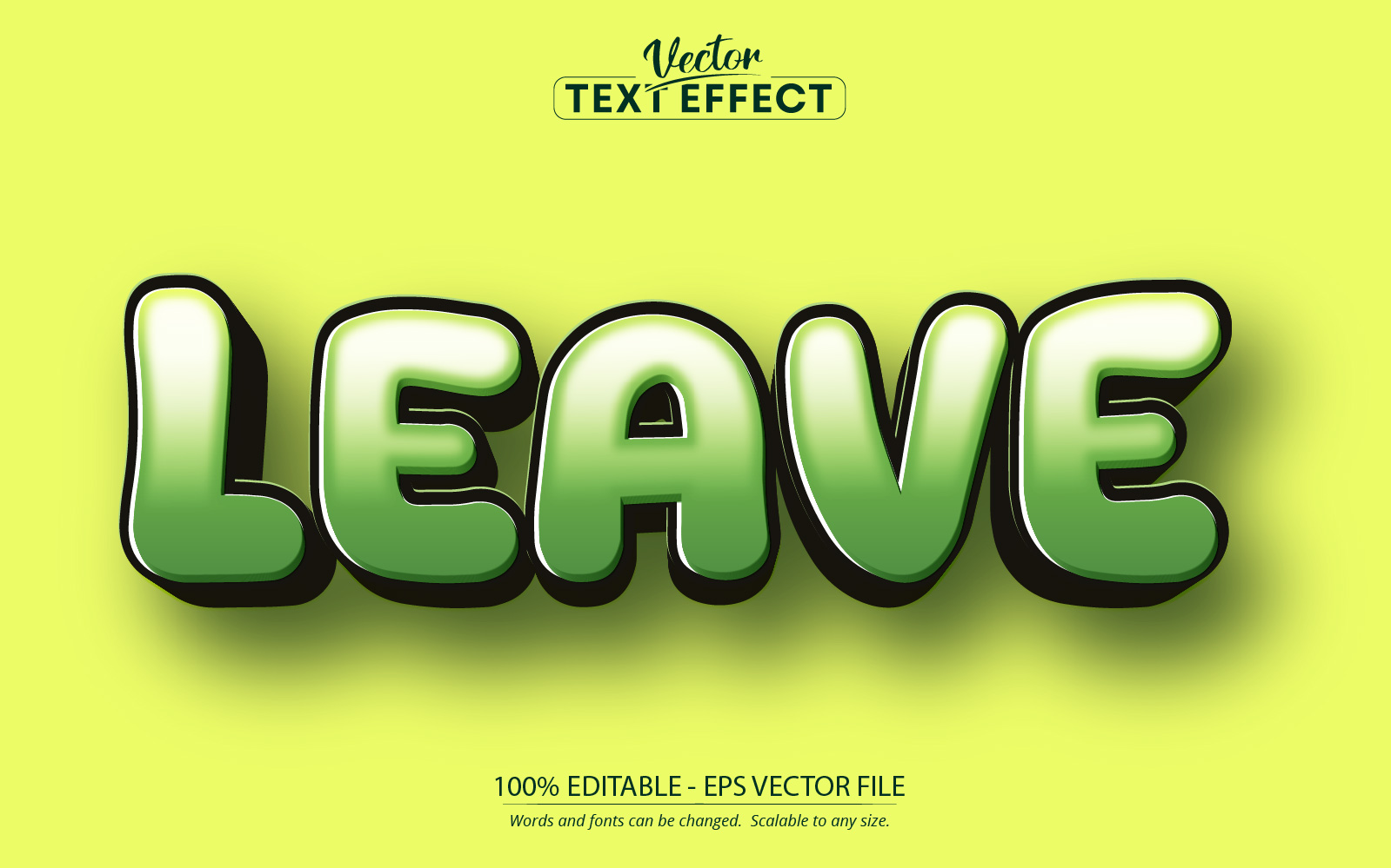 Leave - Editable Text Effect, Green Ecology Text Style, Graphics Illustration