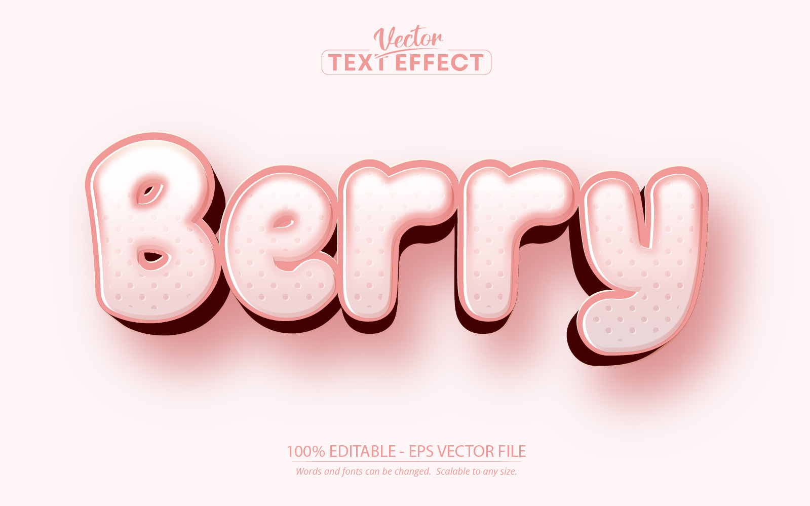 Berry - Editable Text Effect, Pink Cartoon Text Style, Graphics Illustration