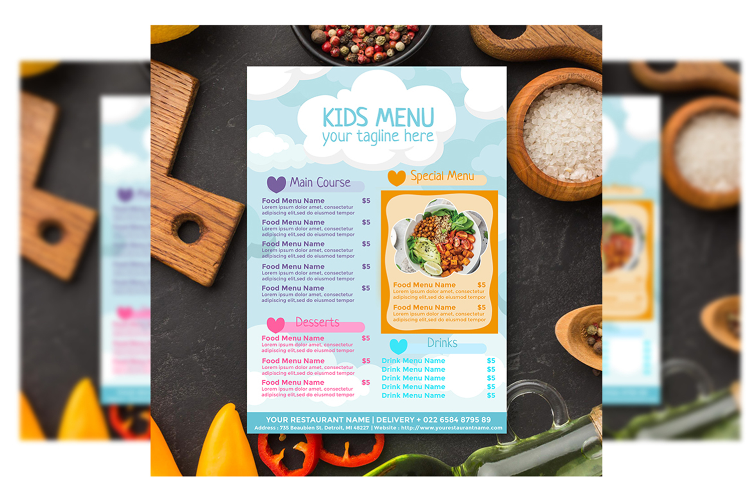 Kids Food Menu  - Flyer Template #2