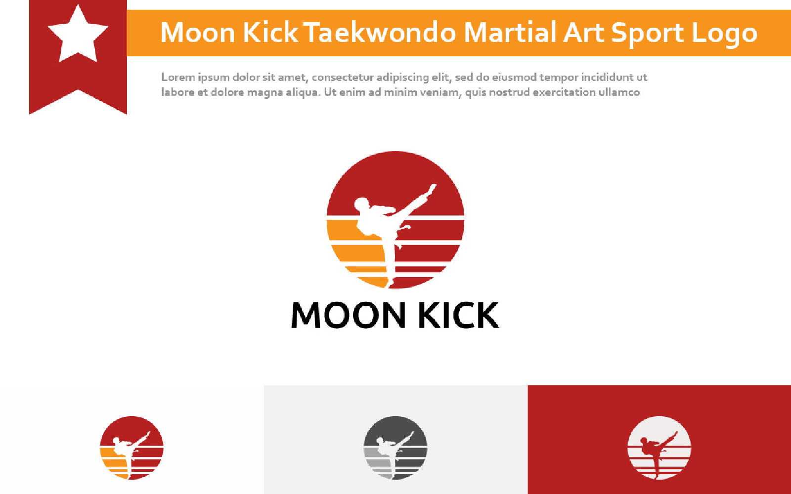 Moon Kick Taekwondo Martial Art Sport Logo