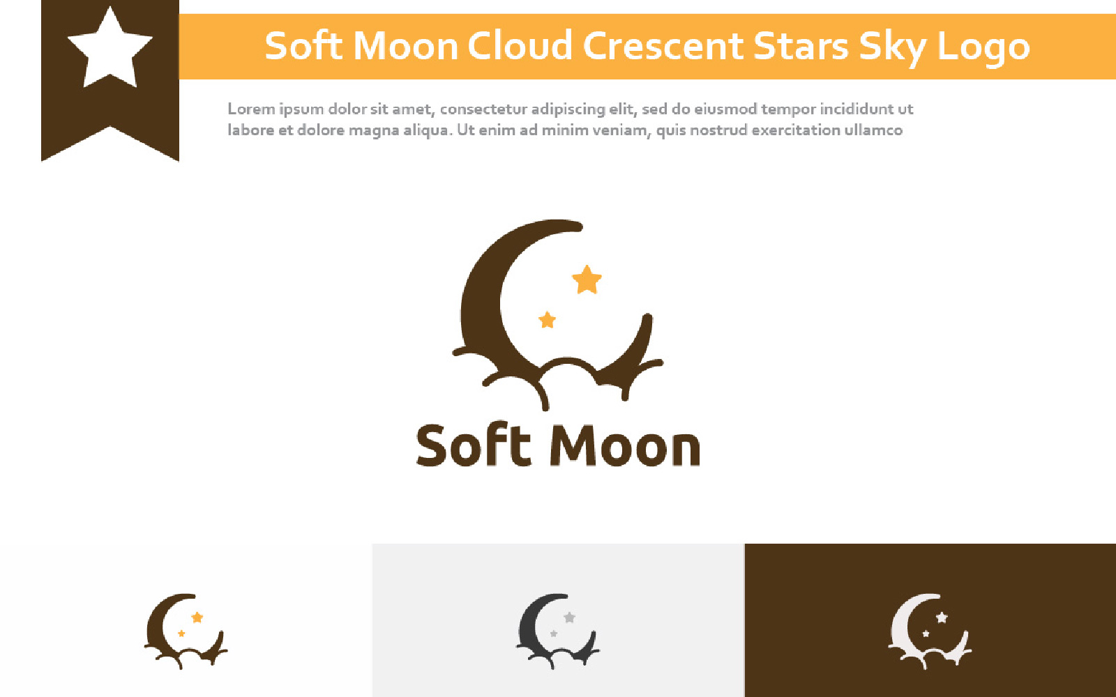 Soft Moon Cloud Crescent Stars Sky Night Space Logo