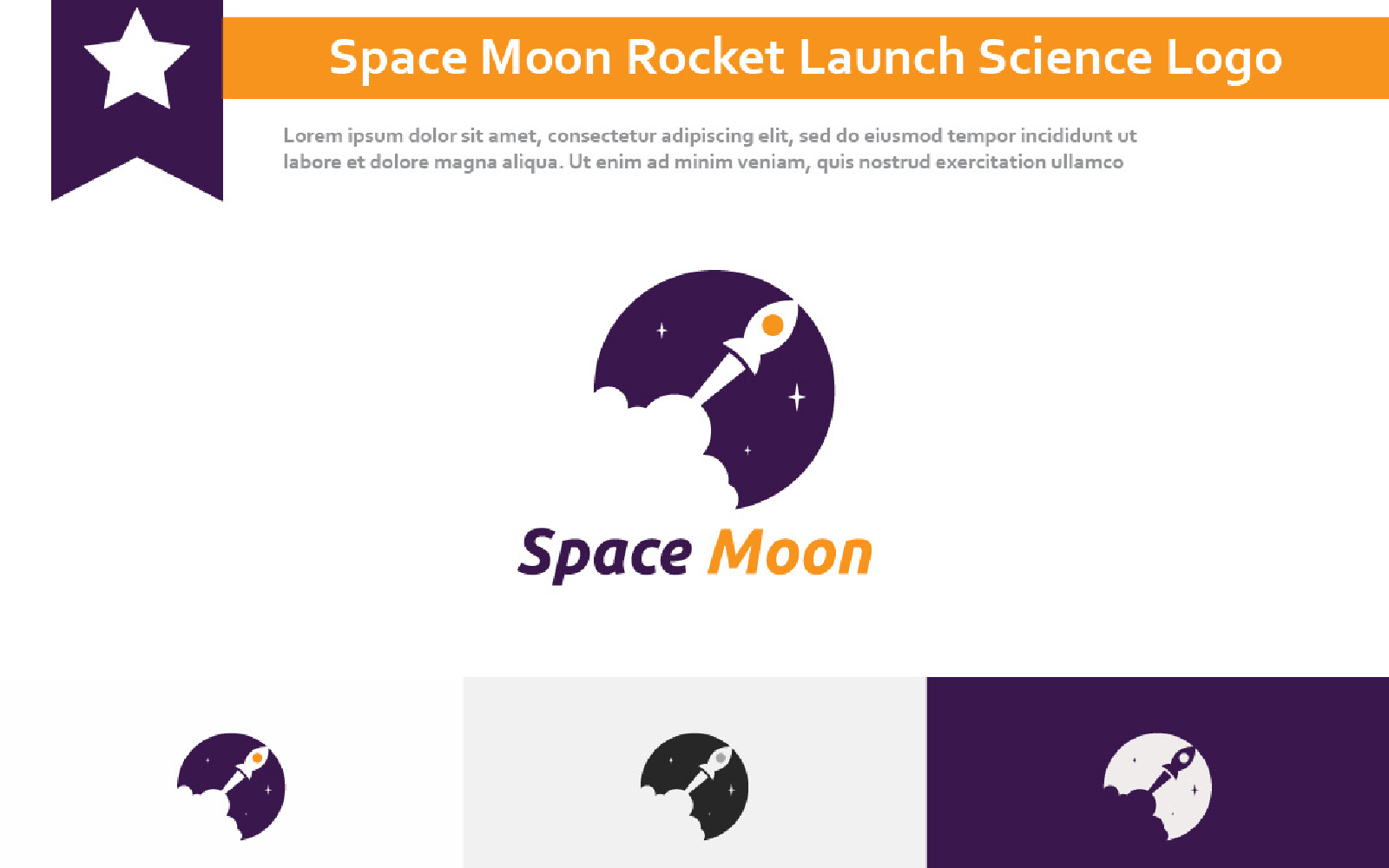 Space Moon Rocket Launch Explore Adventure Science Logo