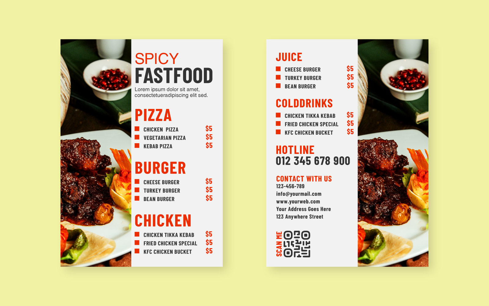 Restuarant's social media post banner template design for food flyer