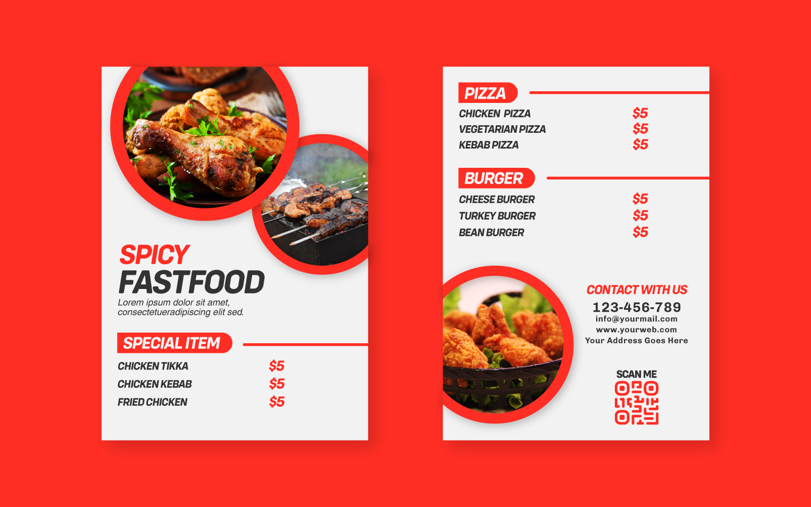 Restuarant's social media post banner template design for food flyers