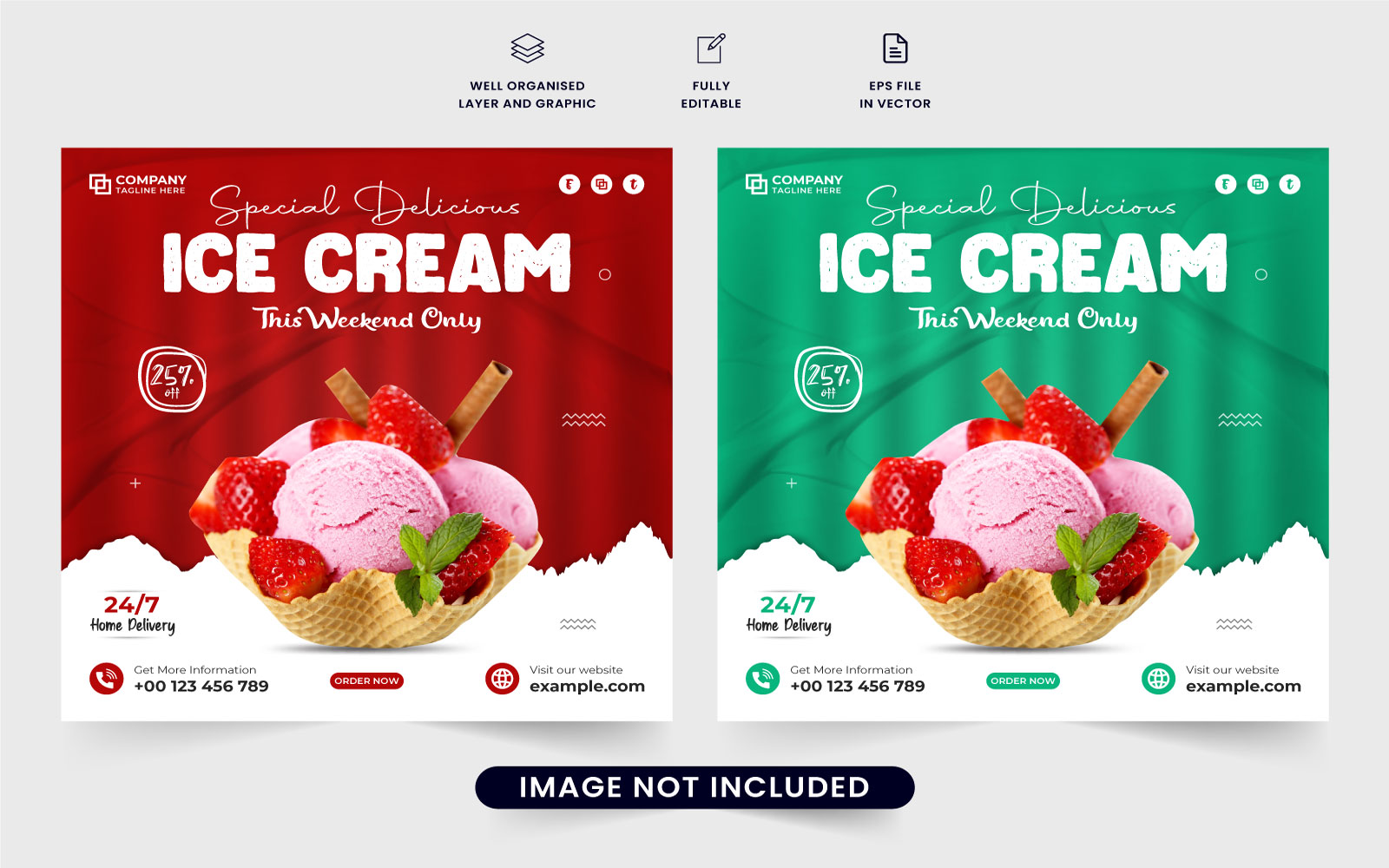 Ice cream and dessert sale template