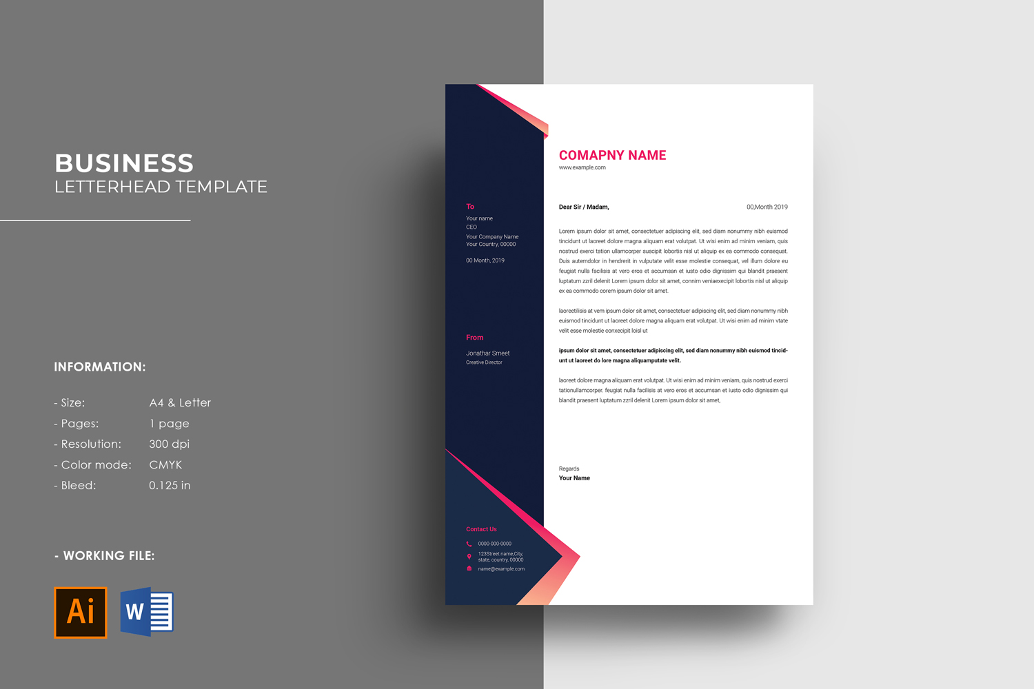 Printable Business Letterhead Design Template