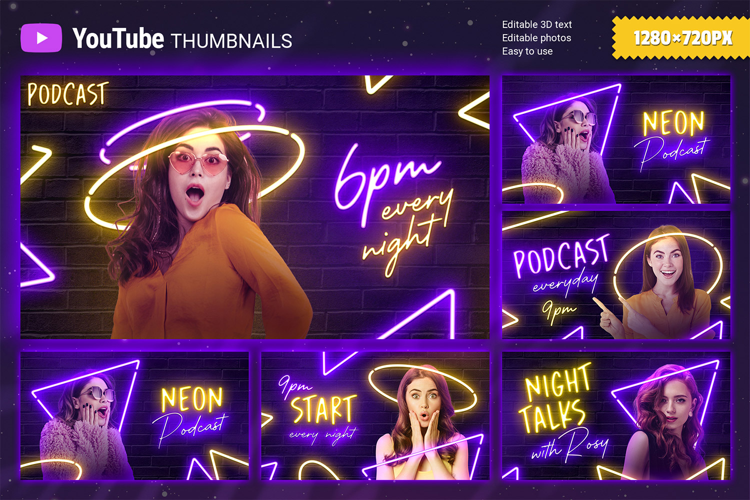 Glowing Neon YouTube Thumbnails