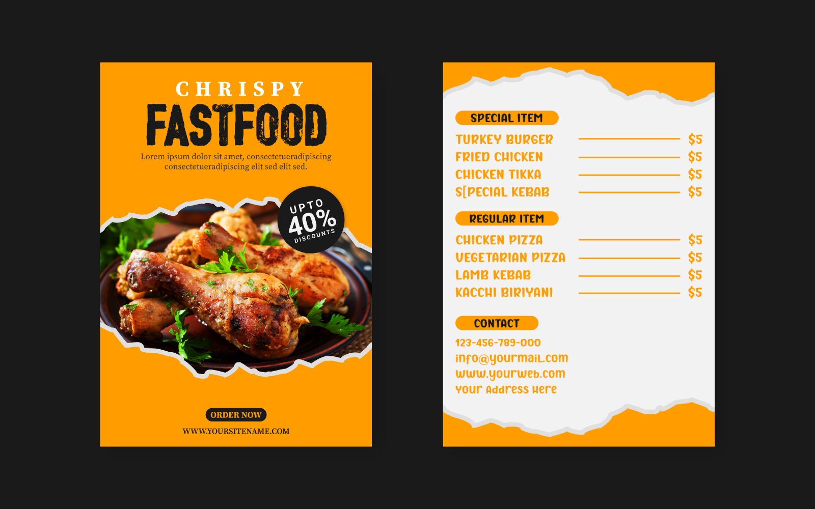 Food flyer restaurant's social media post banner templates