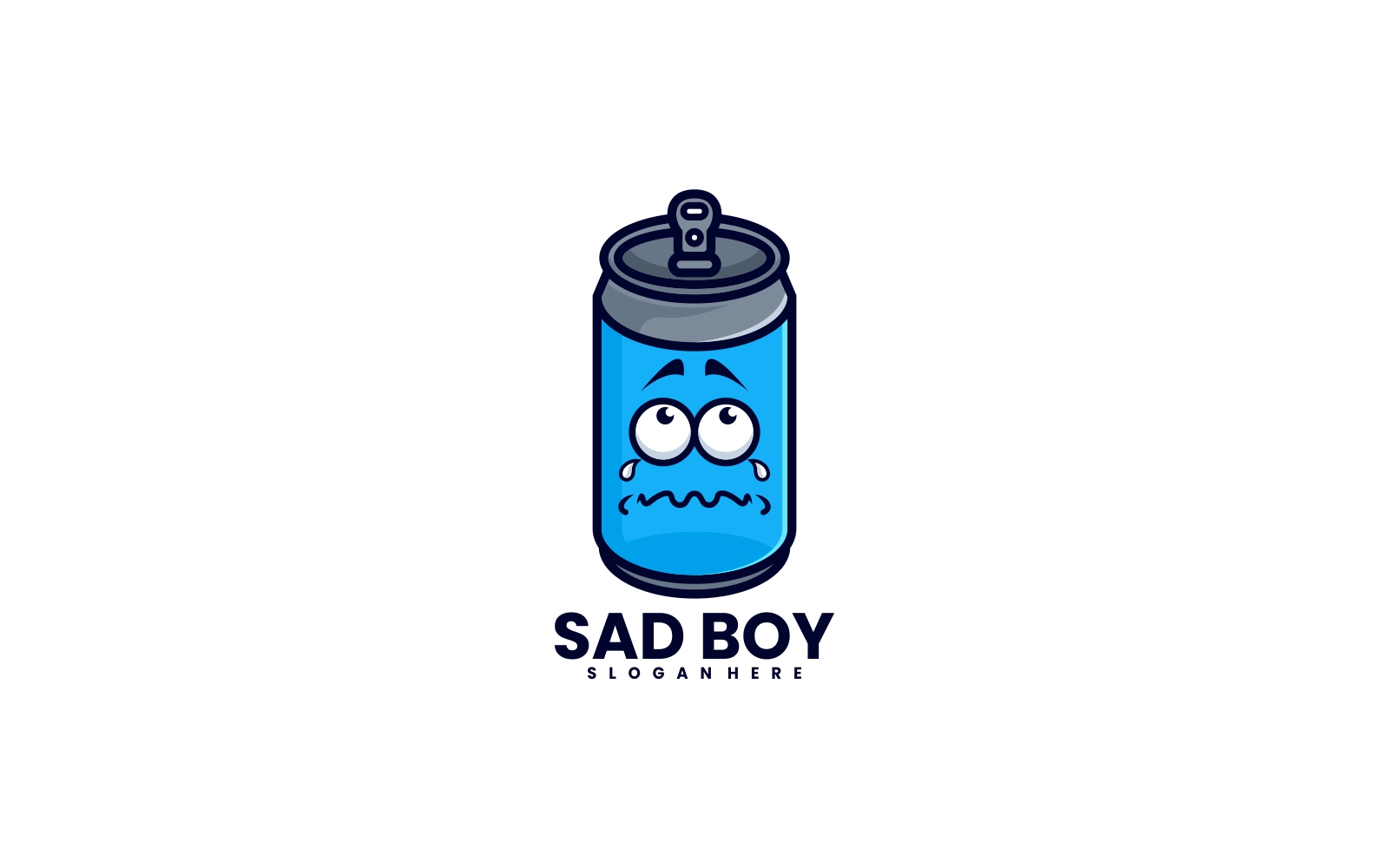 Cans Sad Boy Cartoon Logo