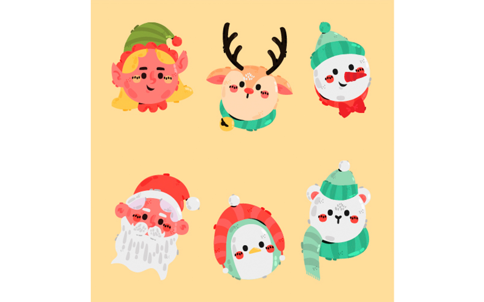 Hand Drawn Christmas Characters Collection