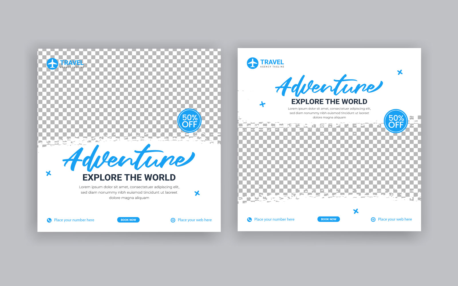 Travel sale social media post template  Web banner, flyer or poster for travelling agency