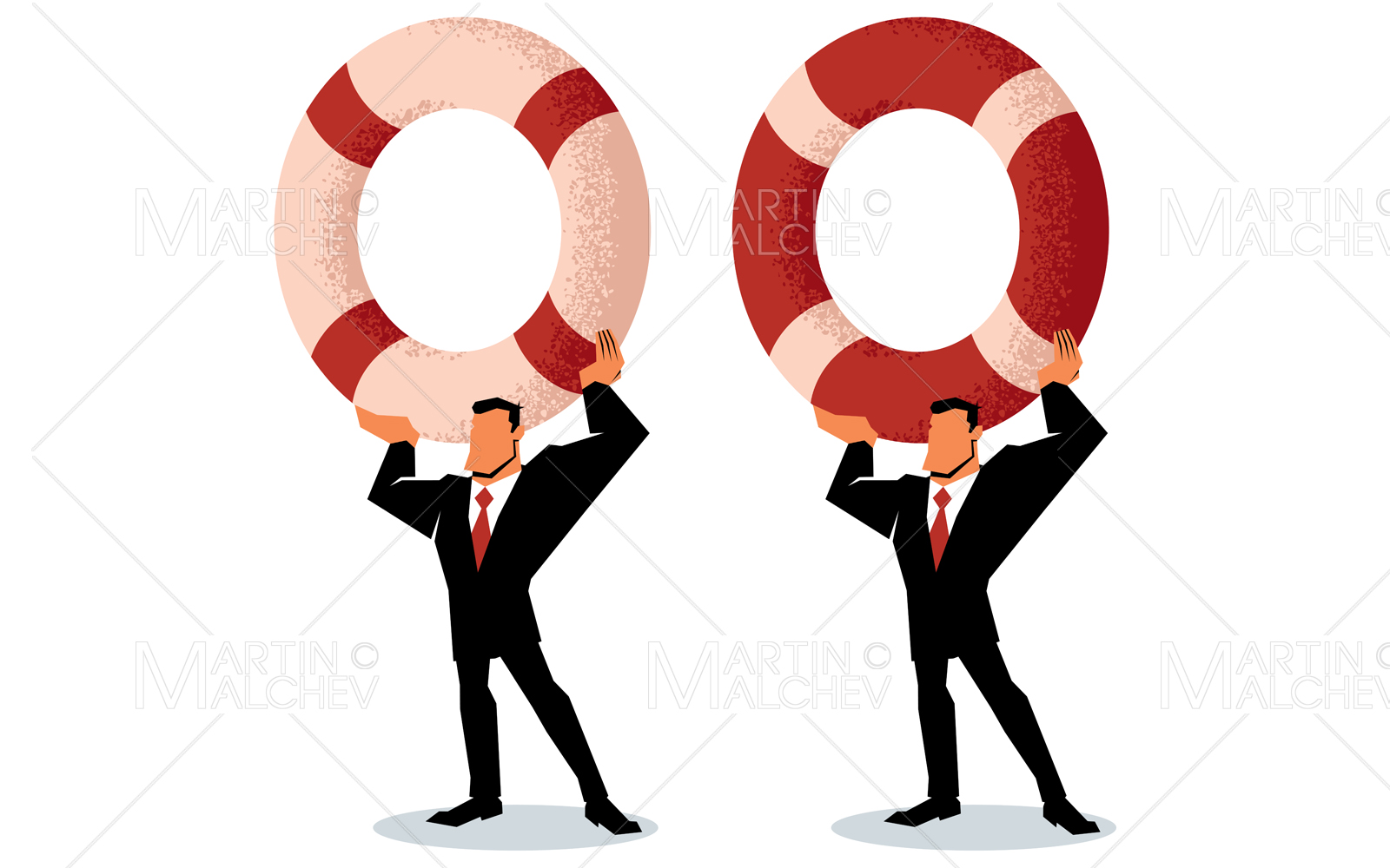 Businessman Holding Lifebuoy Vector Illustration