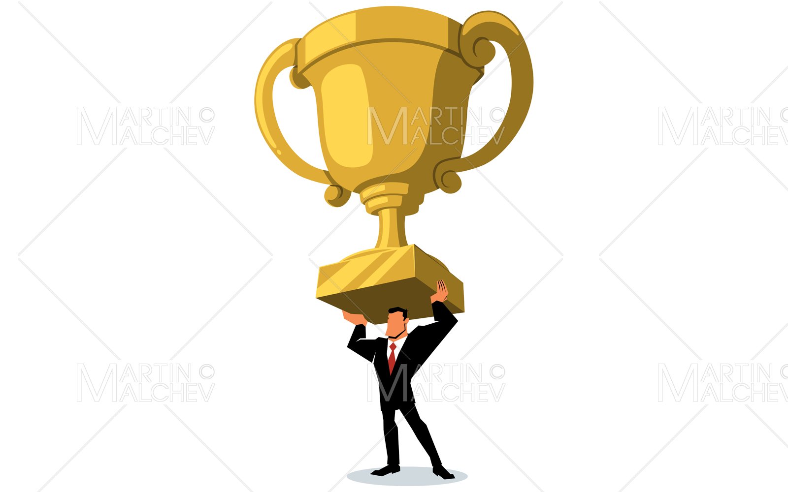 Businessman Holding Trophy Vector Illustration