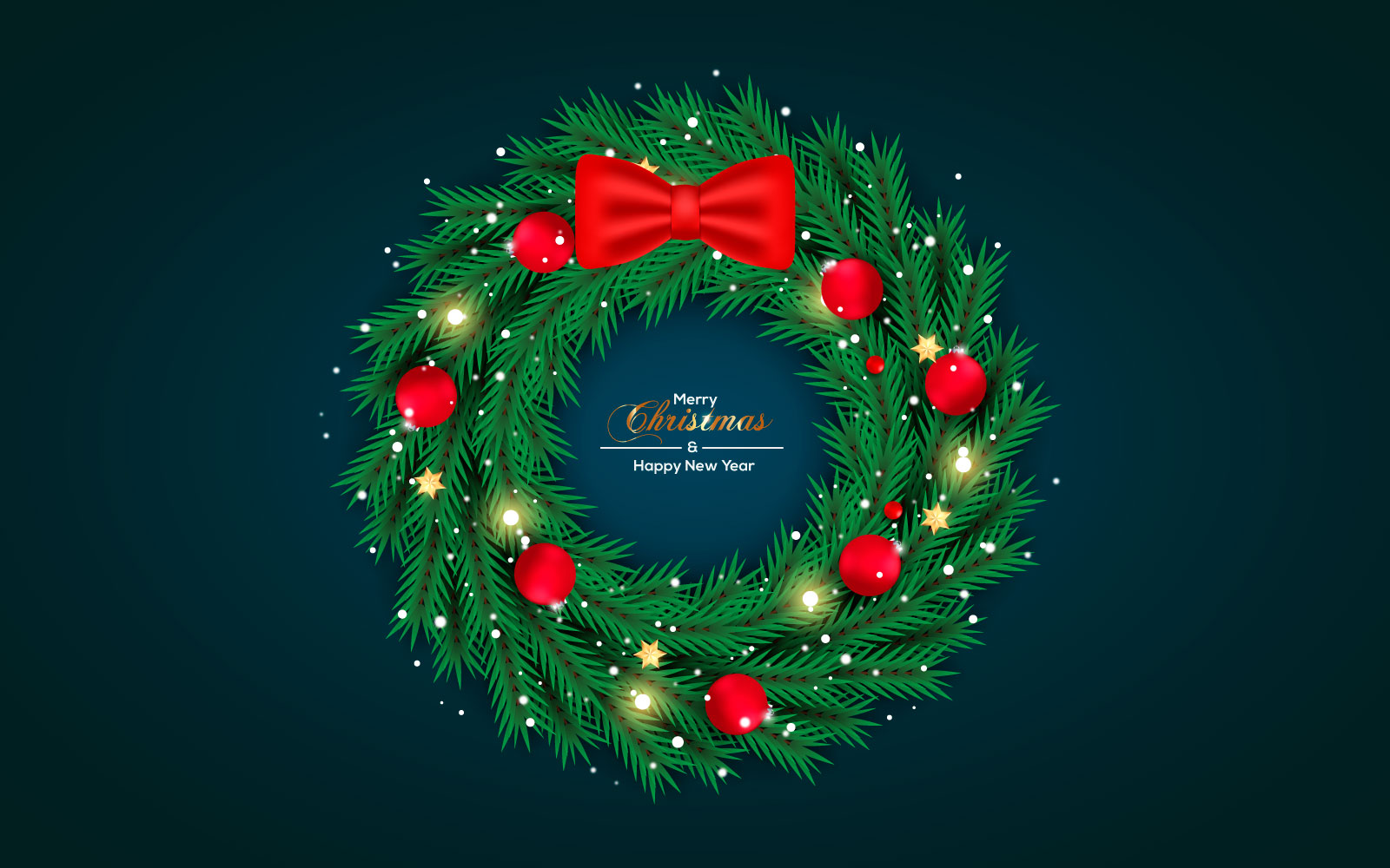 merry Christmas wreath vector design merry christmas text with garland elements