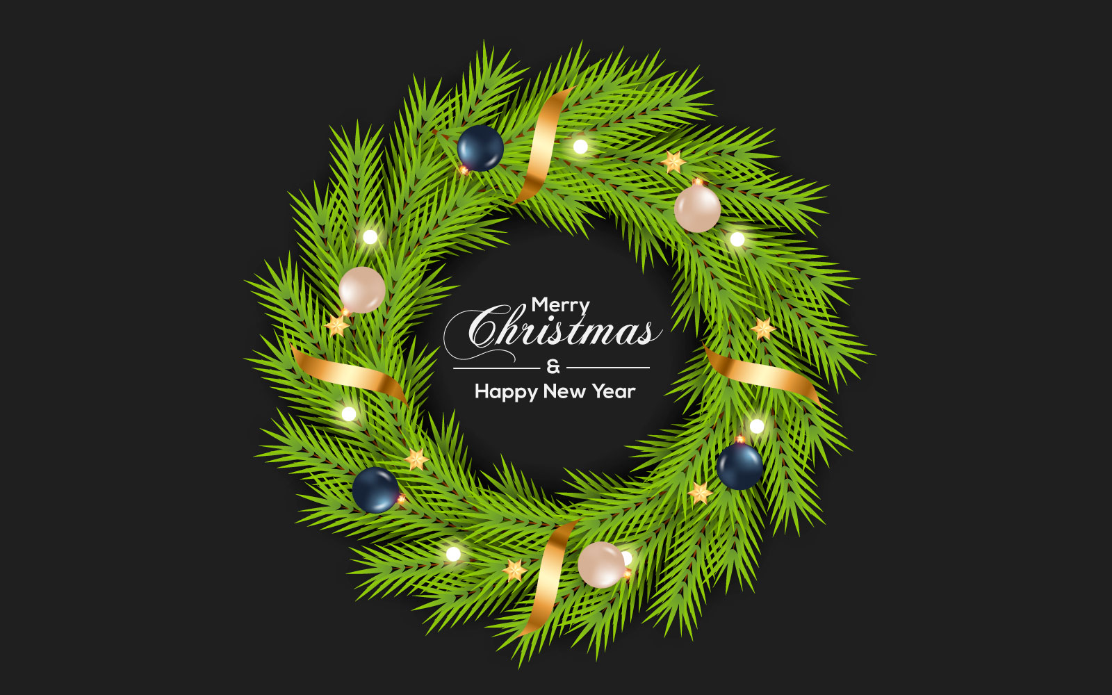 merry Christmas wreath vector design merry christmas text with garland element