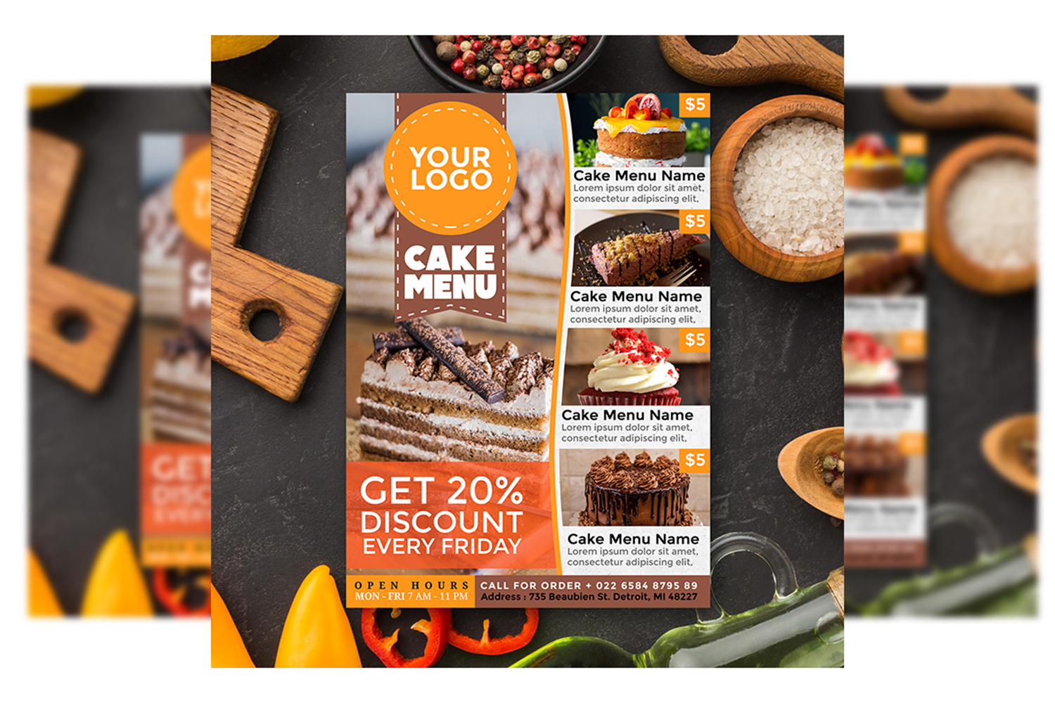 Cake Menu Design - flyer template