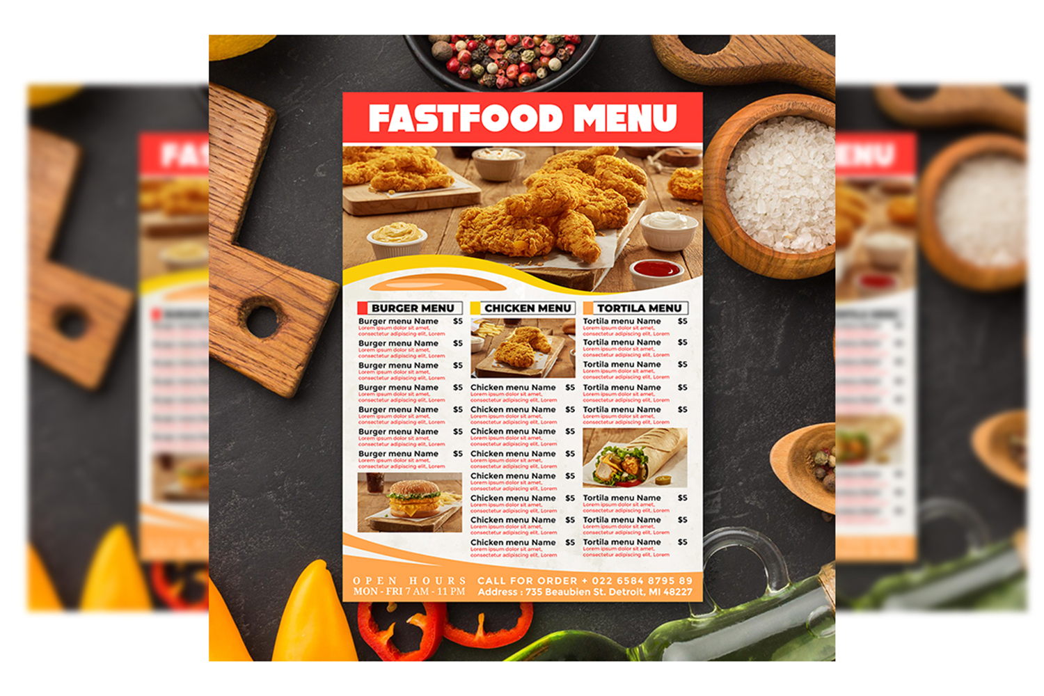 Fast Food menu - Flyer Template #3