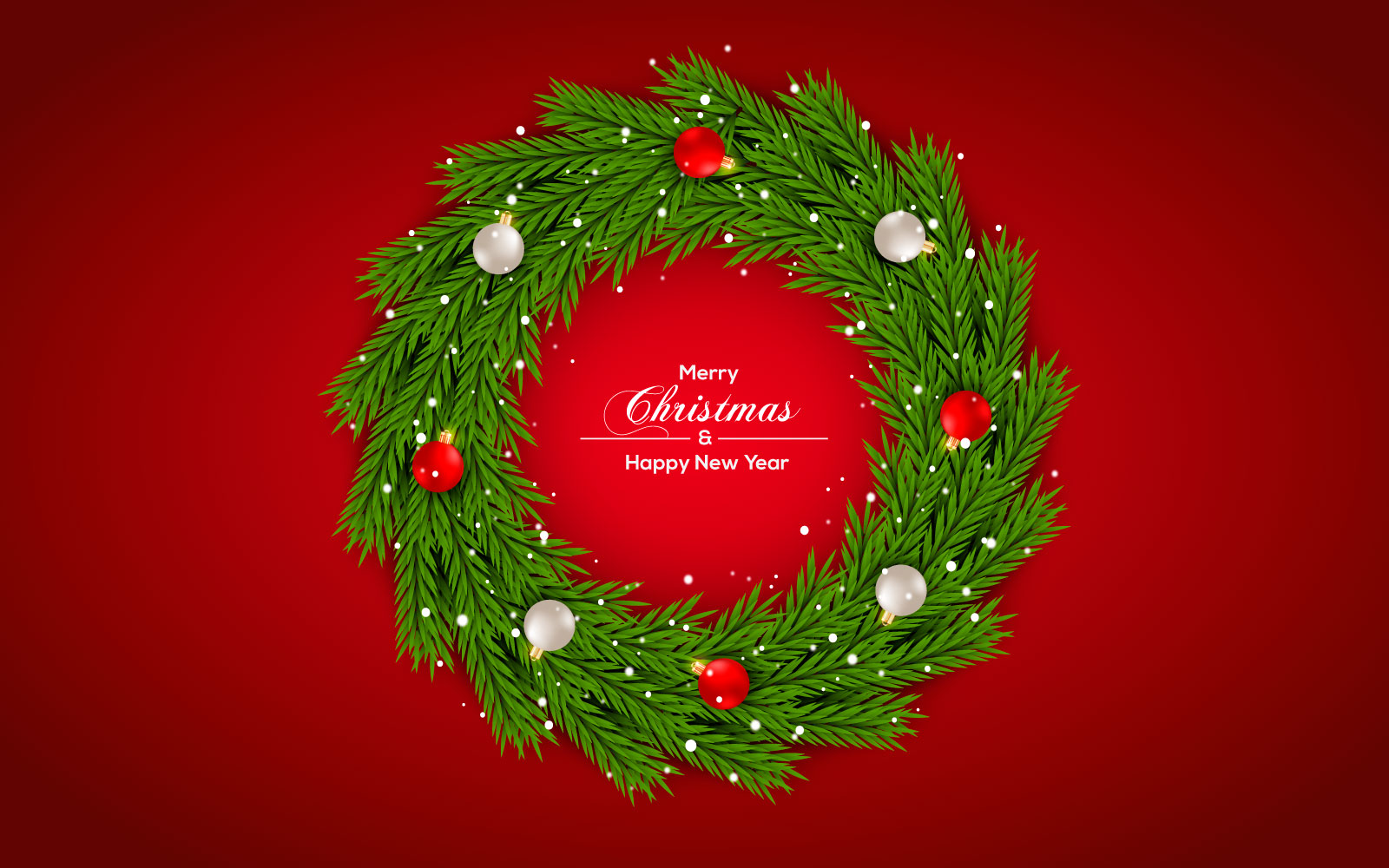 Christmas wreath vector concept design. merry christmas text in grass wreath element with balls