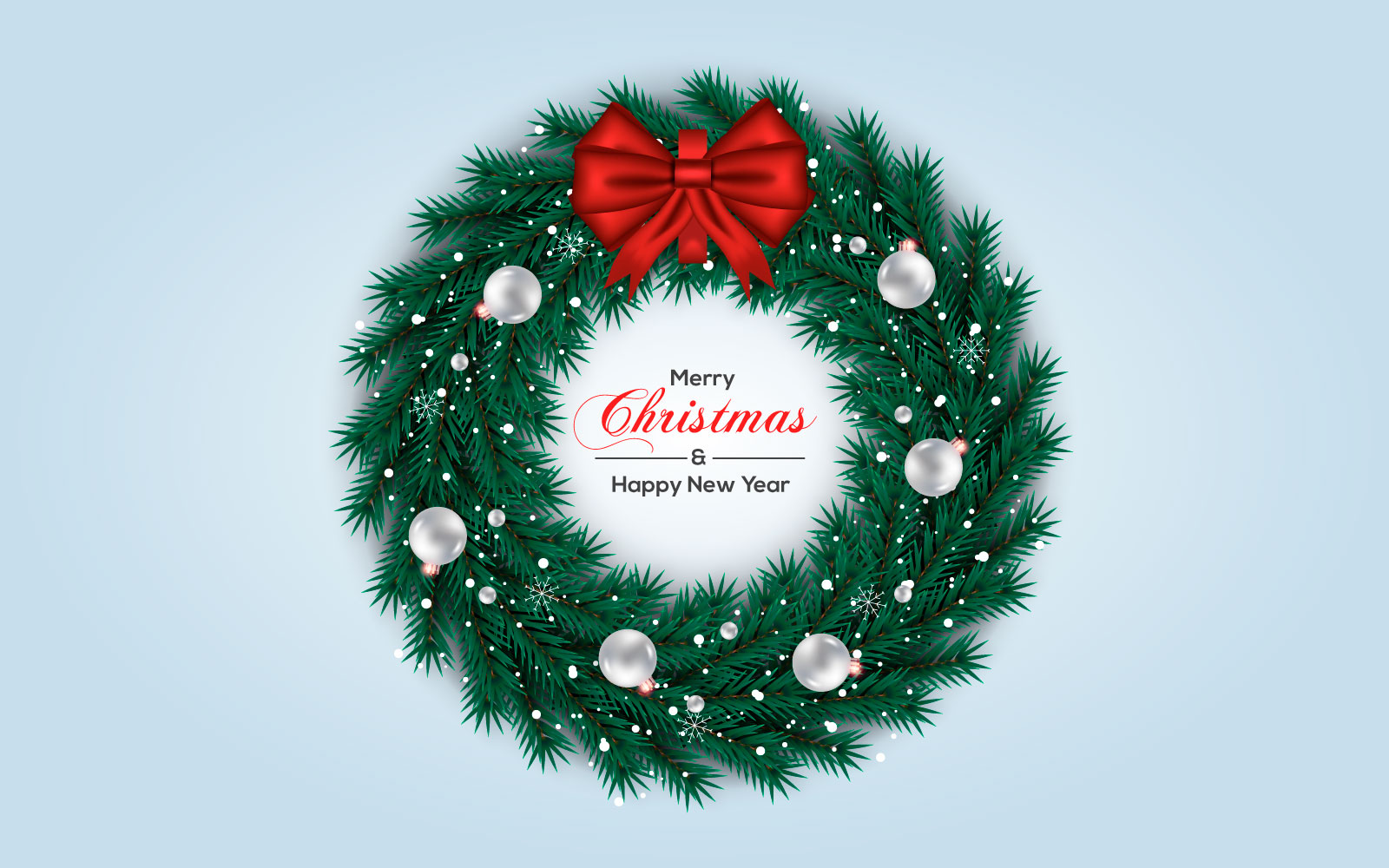 Christmas wreath vector concept design. merry christmas text in grass wreath element with color ball