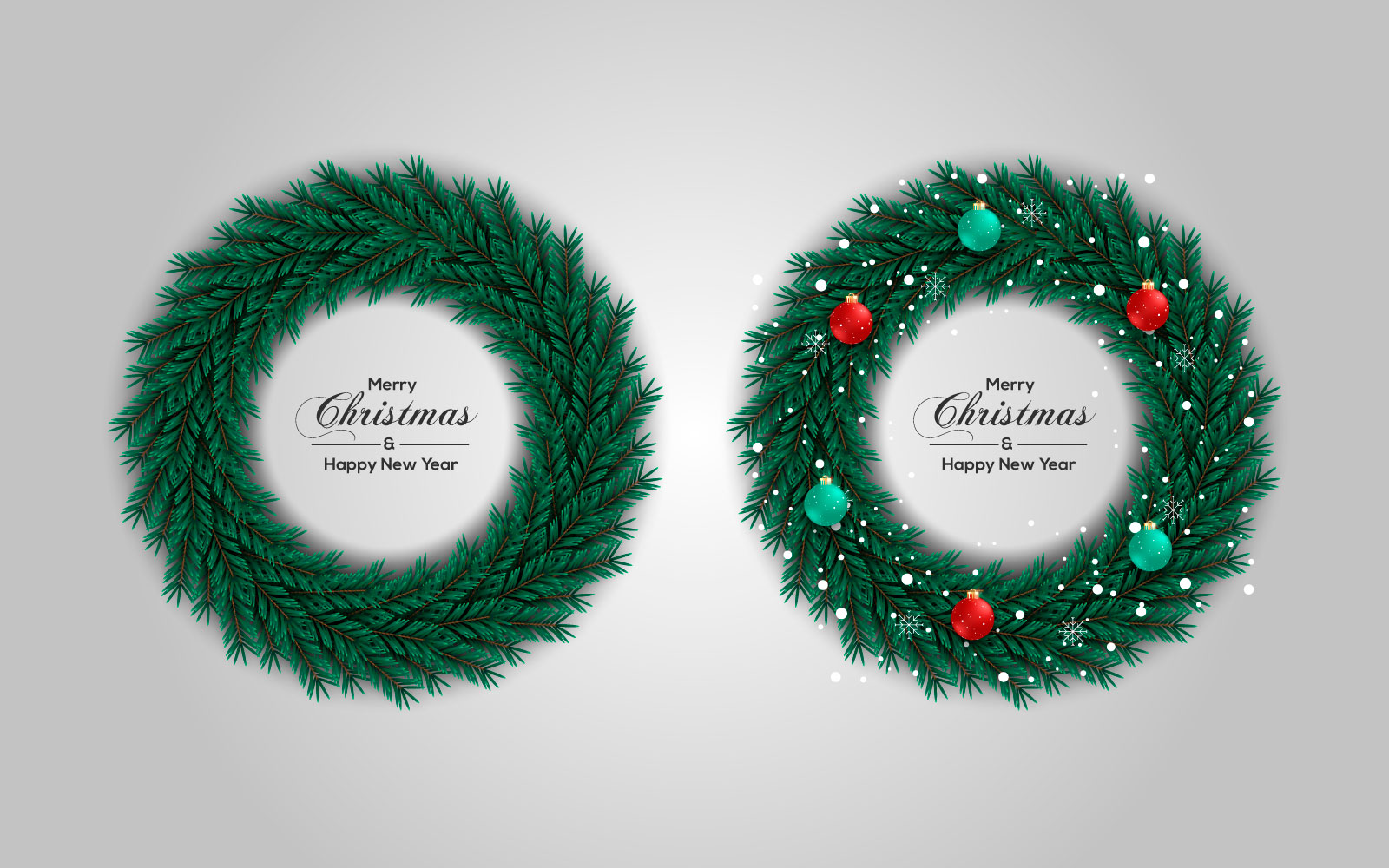 Christmas wreath vector concept design. merry christmas text in grass wreath elements with leaves.