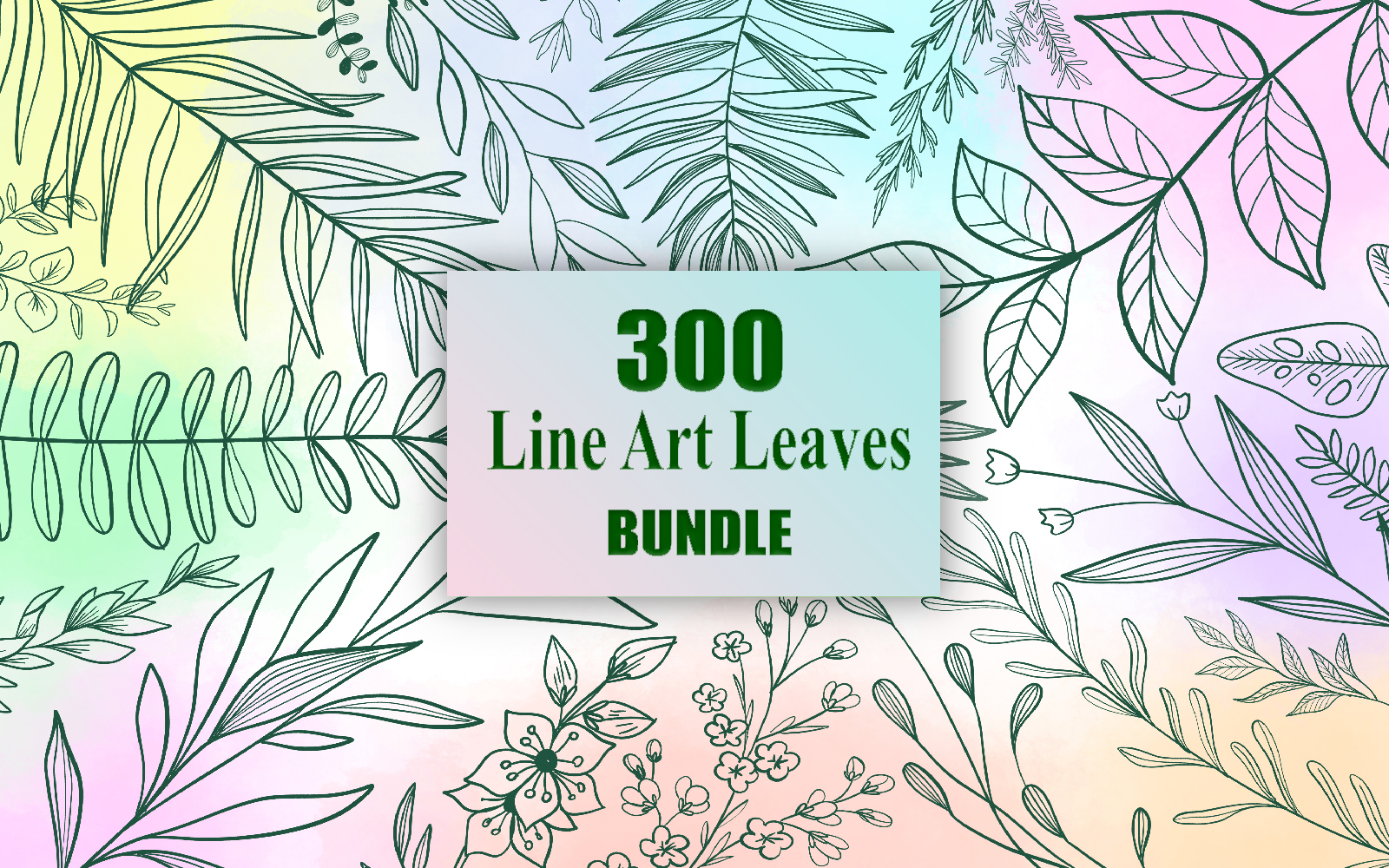 Hand Drawn Line Art Leaves