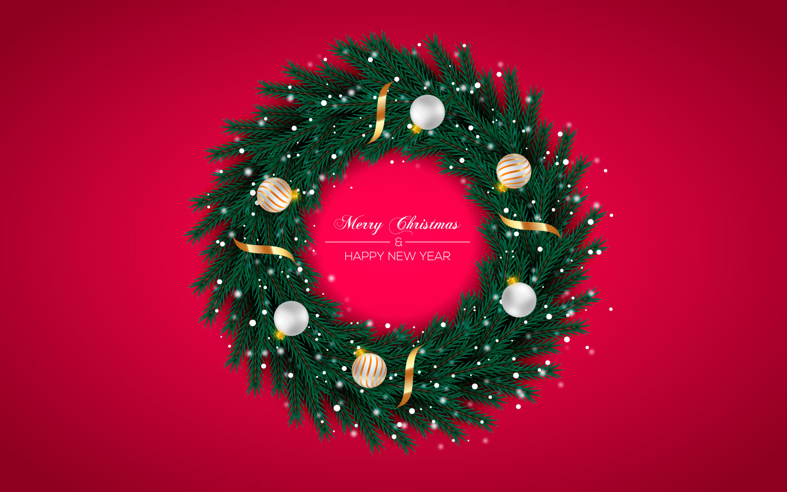 Realistic christmas wreath template decoration with pine branch and christmas ball