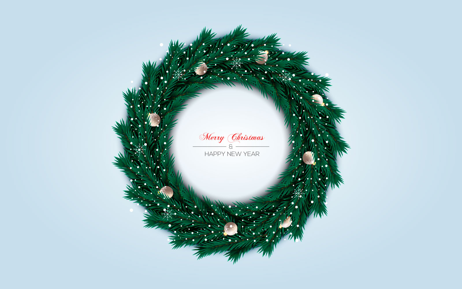 Realistic christmas wreath template decoration with pine branch and  ball