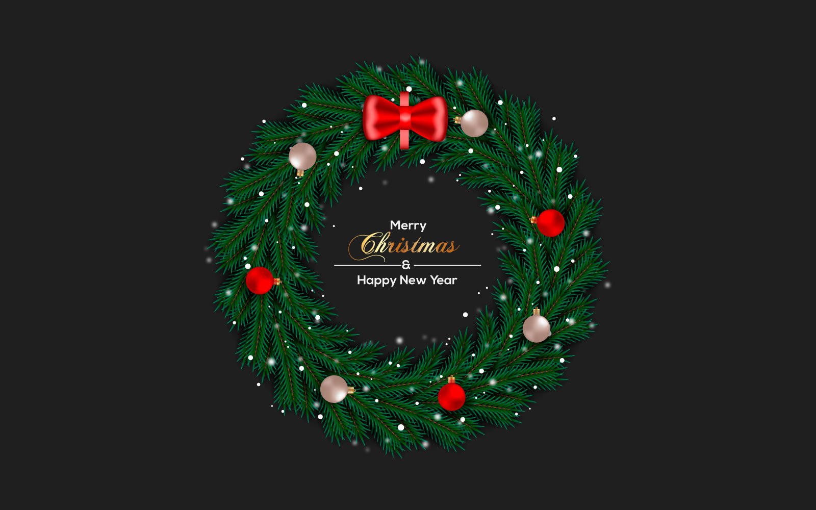 Realistic merry  christmas wreath template decoration with pine branch and christmas ball