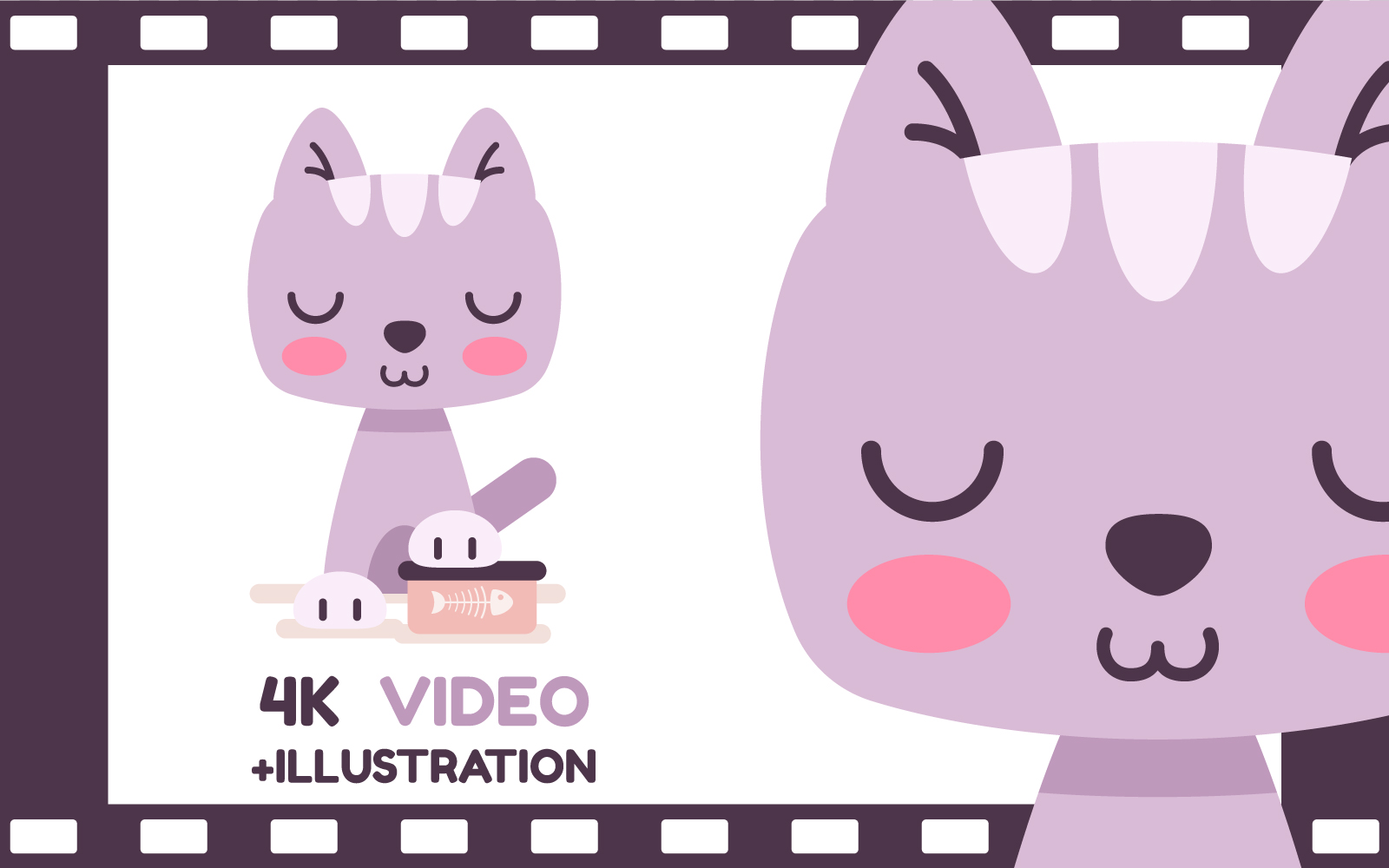 4K Animation. Cute Kitty Wants to Eat. Alpha Channel. Transparent Background.