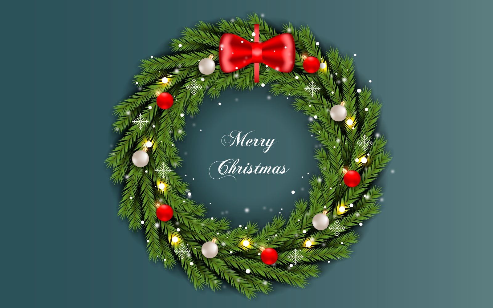 Christmas wreath with decorations isolated on color background with balls