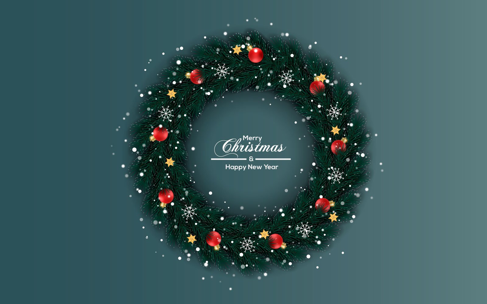 Christmas wreath with decorations background with pine branch and ball