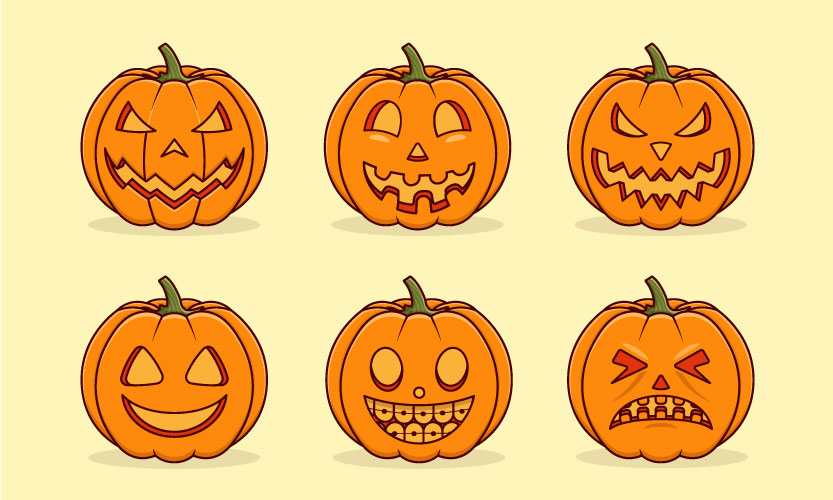 Pumpkin Cartoon Vector Icon Set