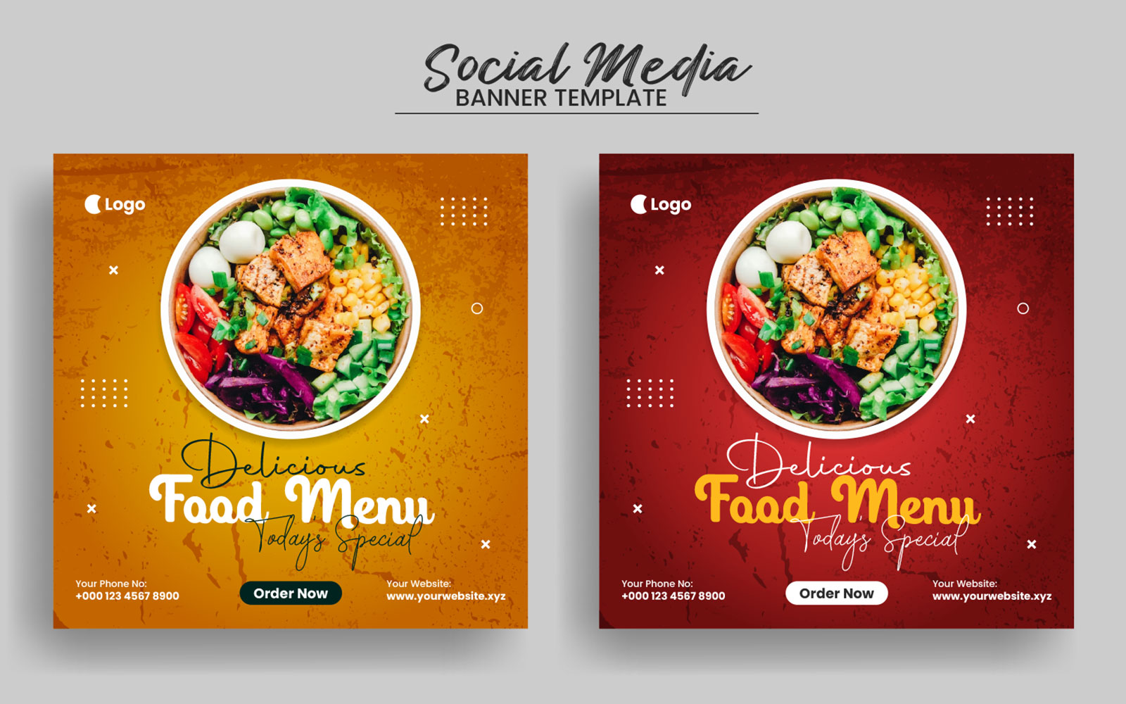 Delicious Food Menu Social Media Post Banner Template and Square Banner Layout