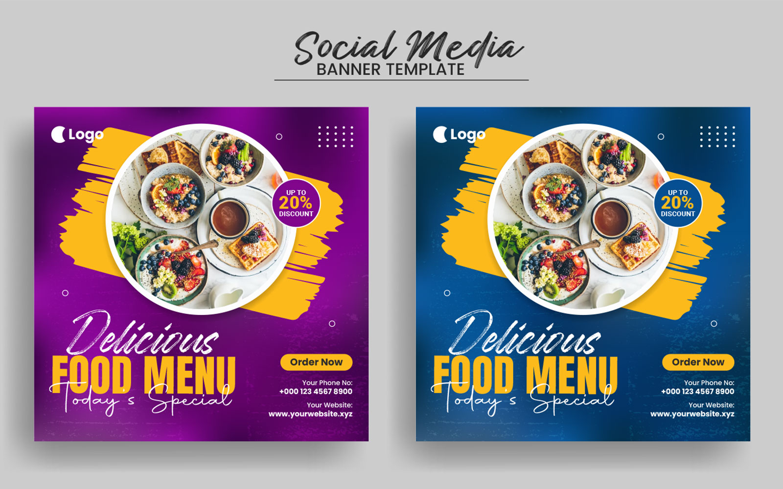 Delicious Food Menu Social Media Promotion and Web Banner Design Template