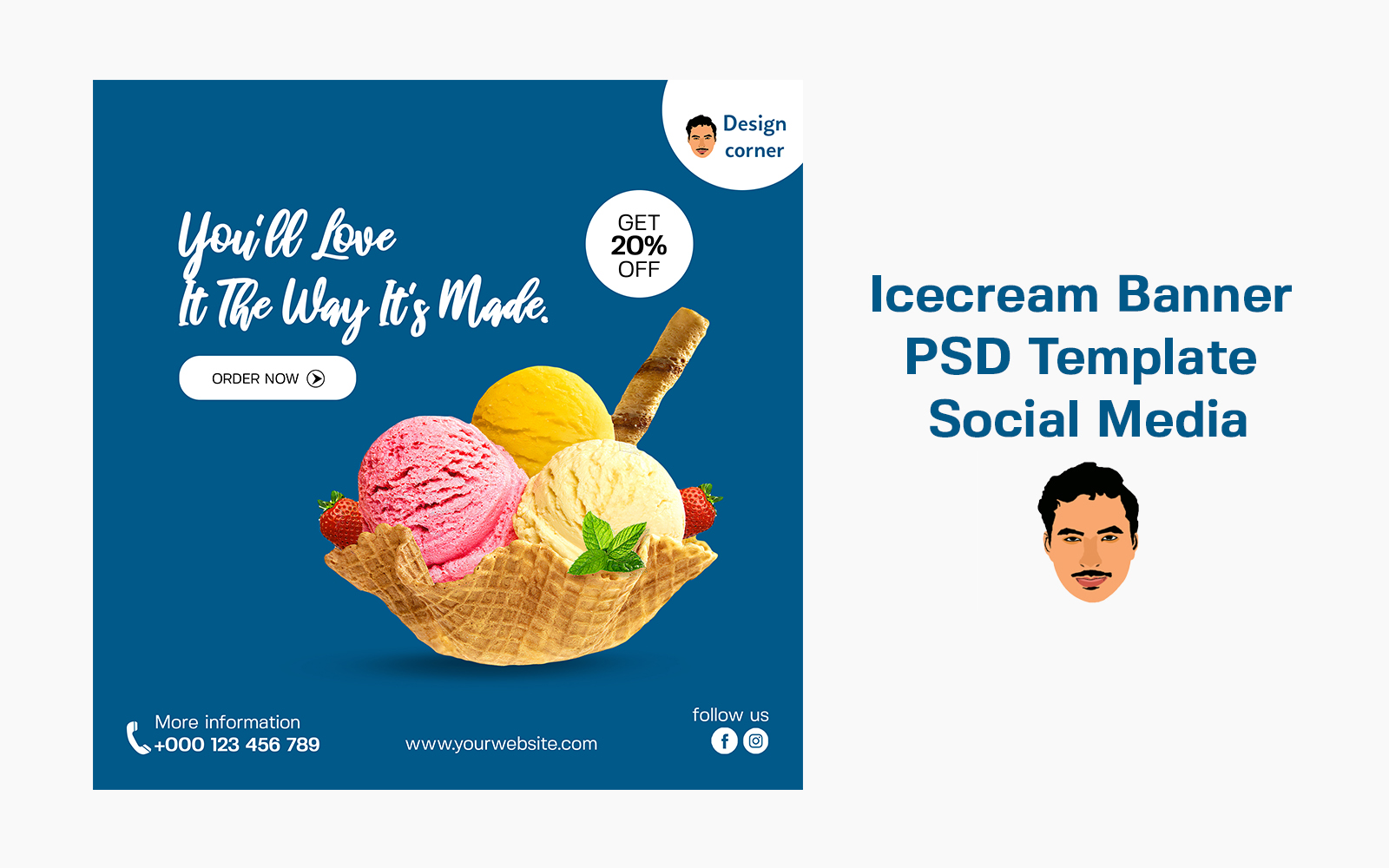 Icecream Post PSD Template Social Media