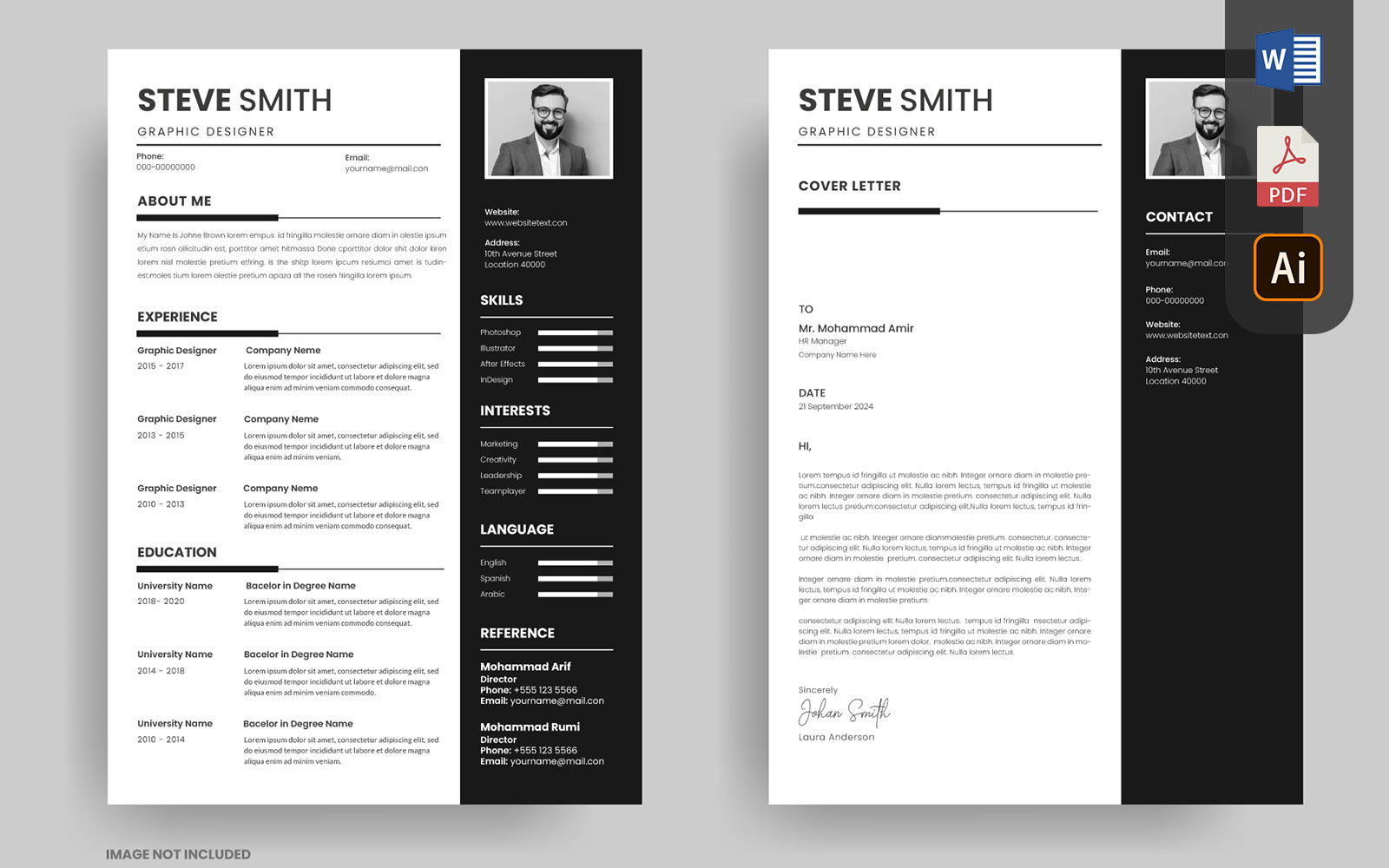 Clean CV Resume Template or Cover Letter Design