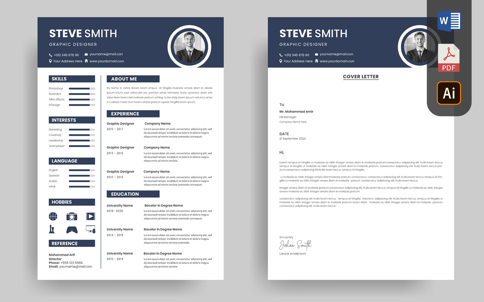 Creative CV Resume Template or Cover Letter Design