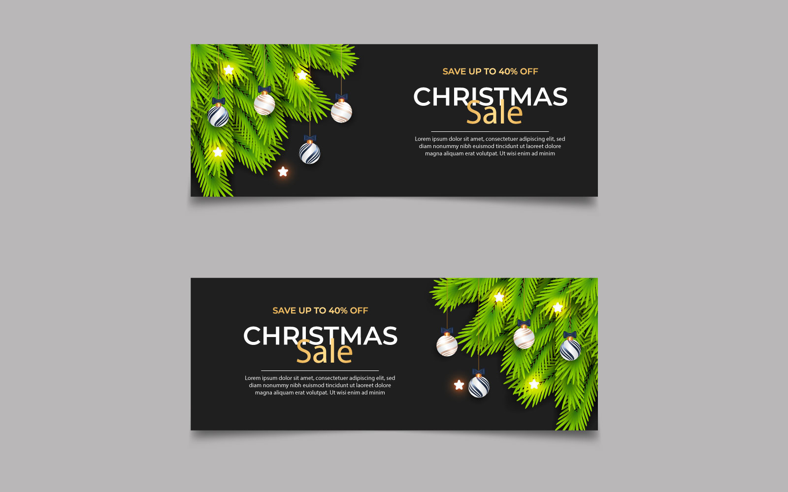 Merry christmas banner with christmas decoration. social media cover concept