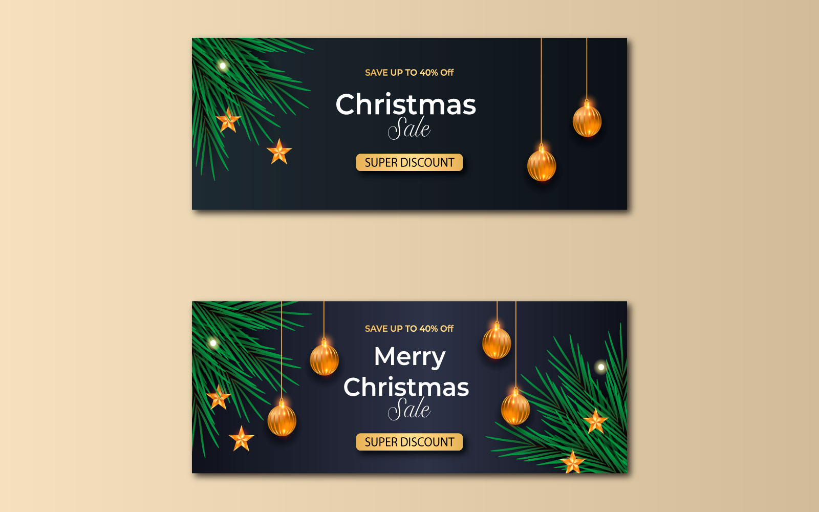 Merry christmas banner with christmas decoration. social media cover style