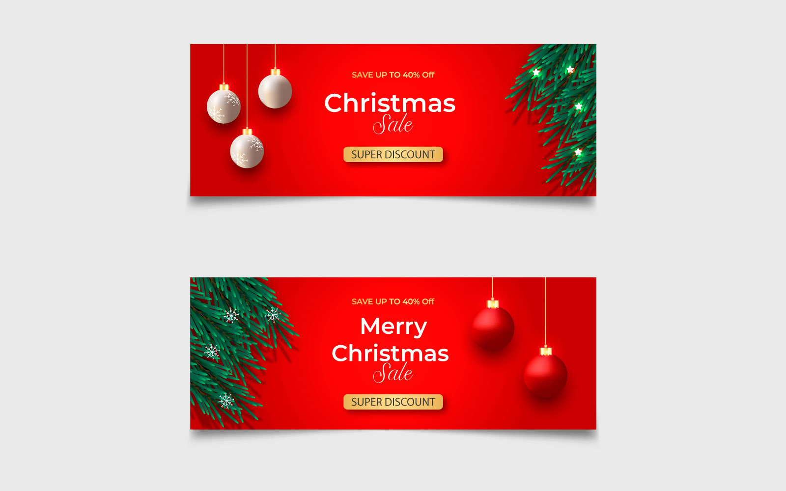 Merry christmas banner with christmas decoration with pine branch. social media cover