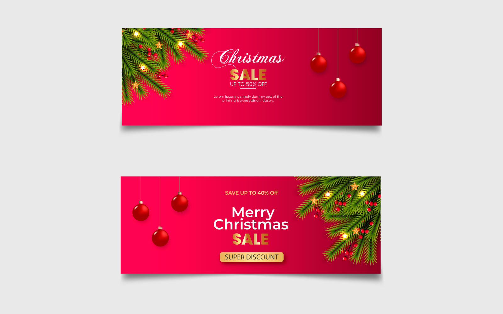 Merry christmas  banner with christmas decoration design . social media  cover