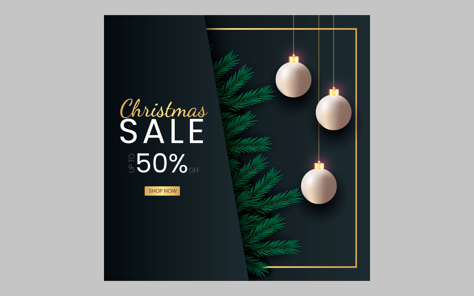 Christmas sale post social media post decoration with ball
