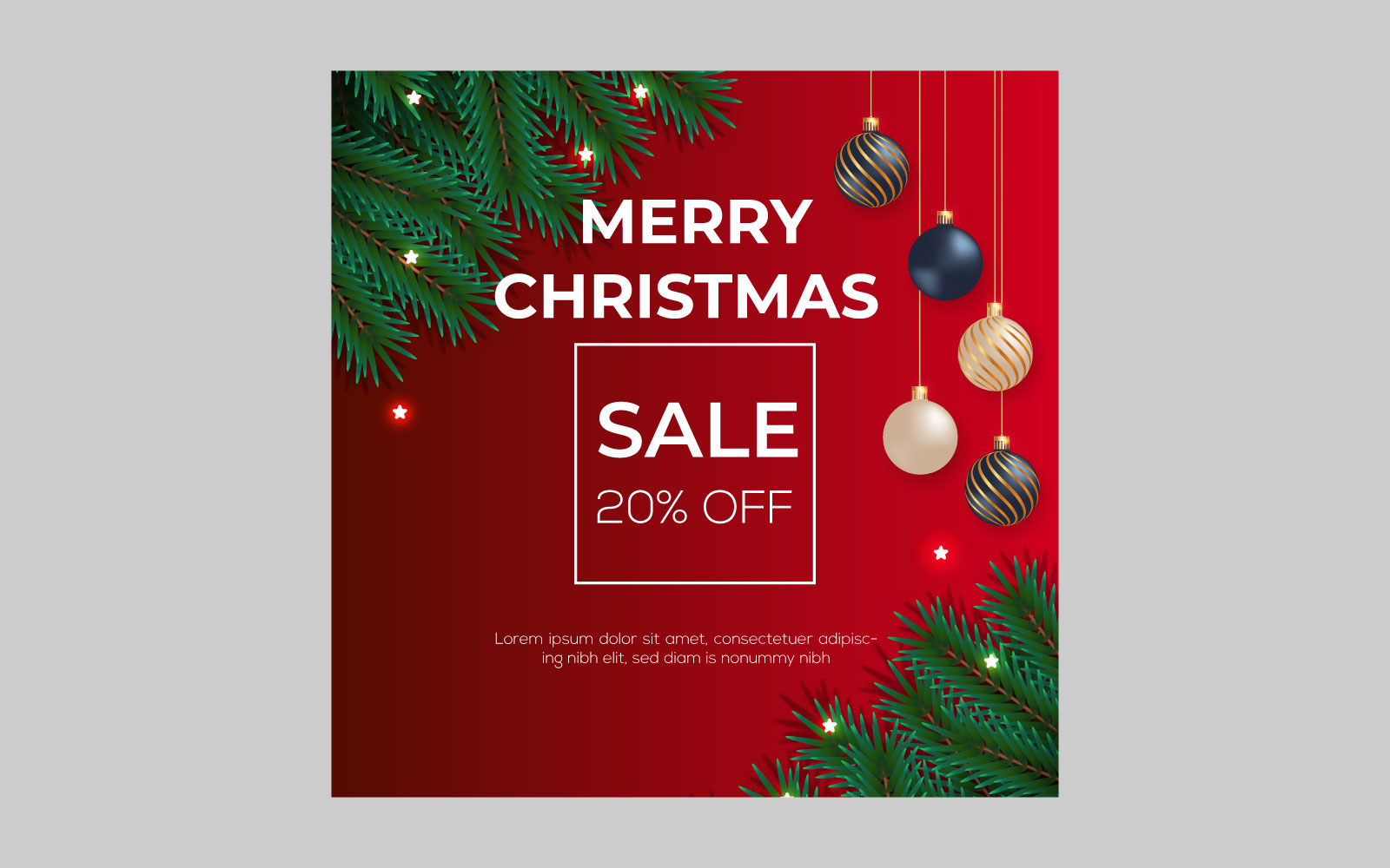 Merry Christmas sale post social media post decoration style