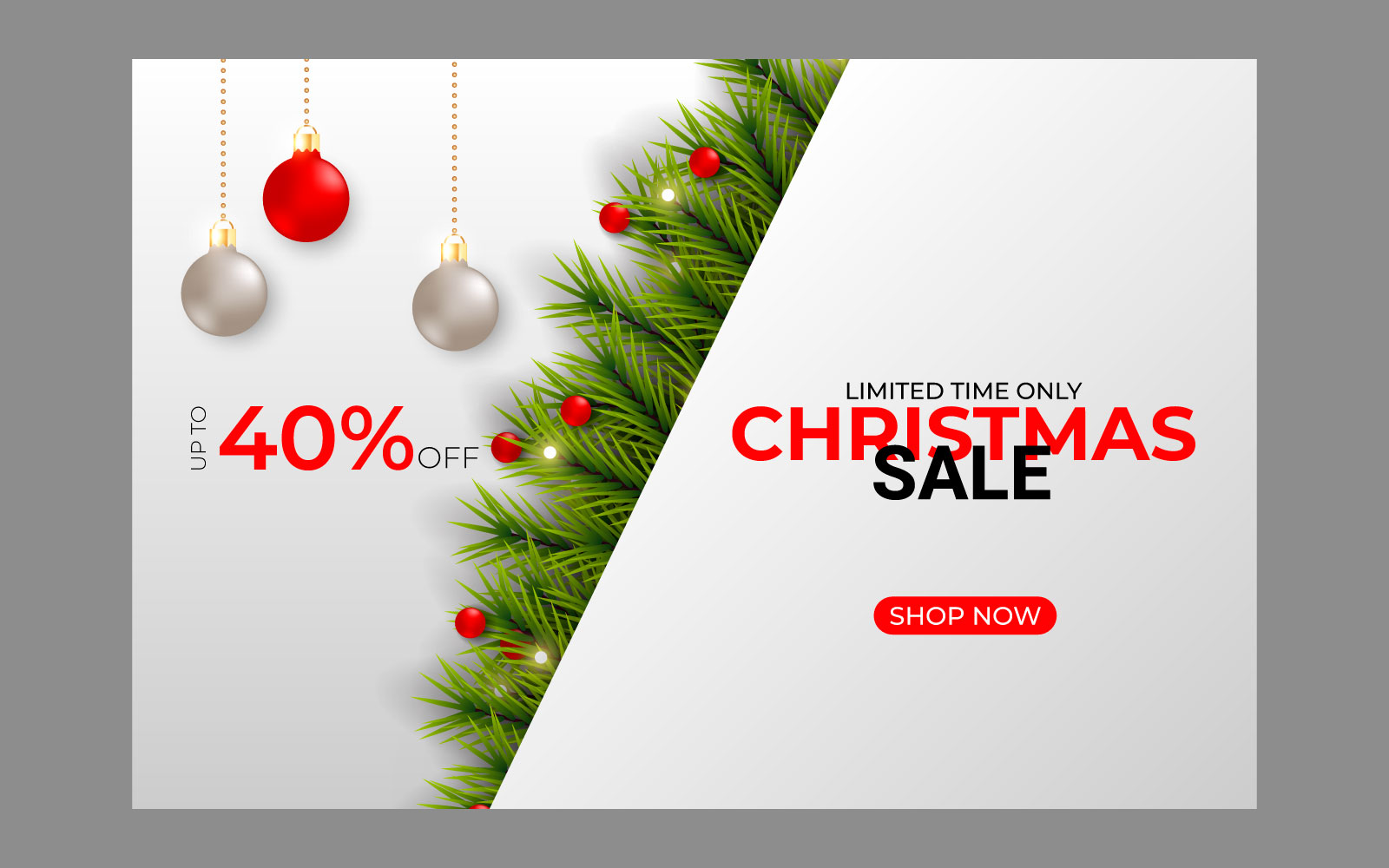 Christmas sale post decoration with christmas ball pine branch and star concept