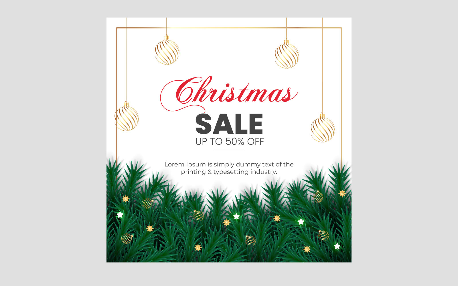Christmas sale post decoration with christmas ball pine branches and star