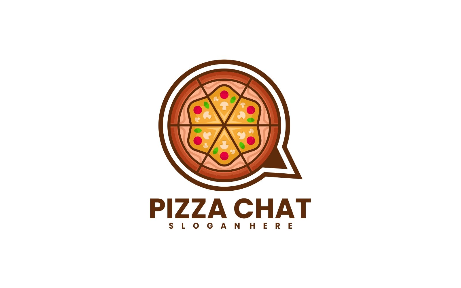 Pizza Chat Simple Logo Template