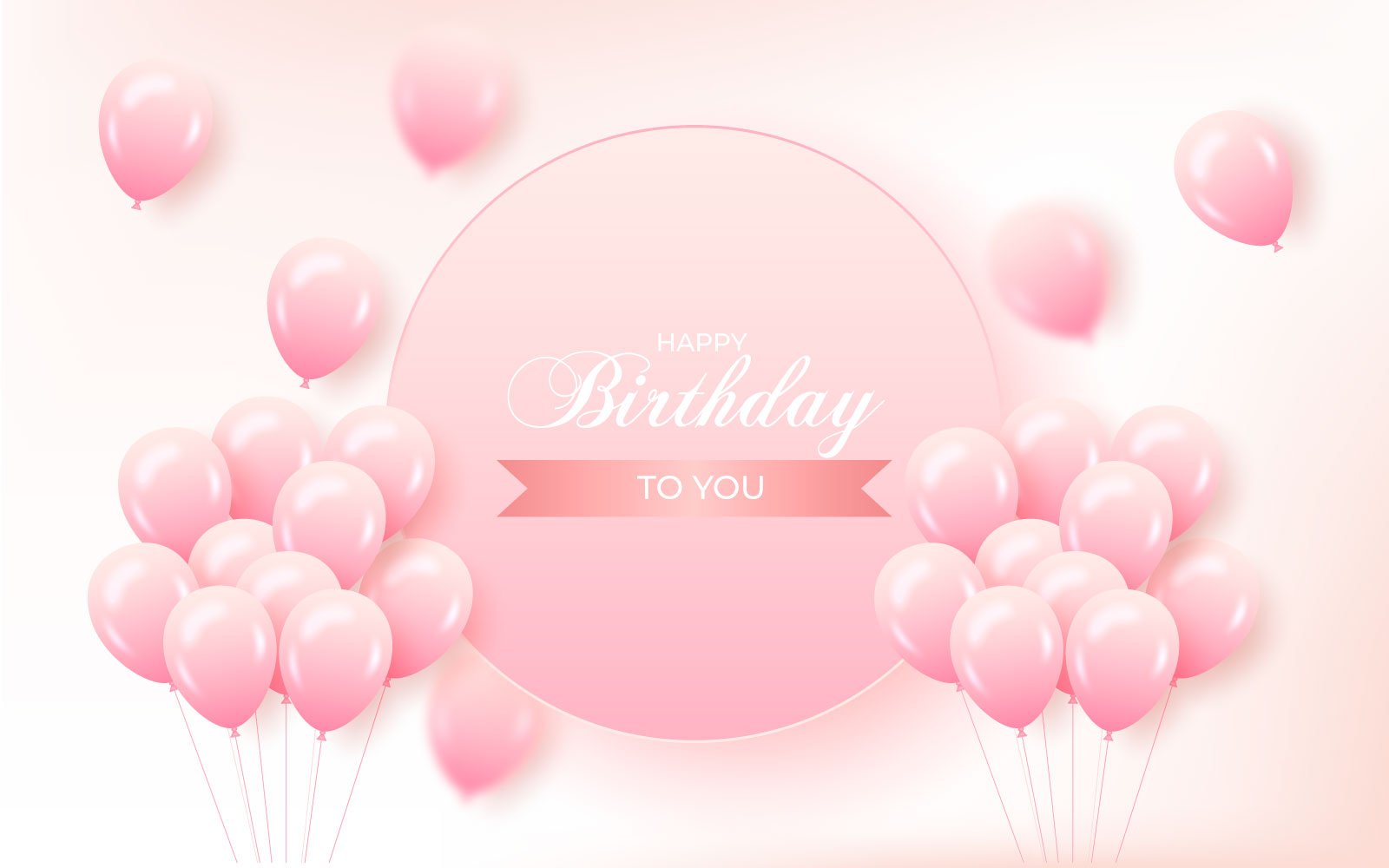 Birthday greeting vector template design. Happy birthday textand pink balloon  concept